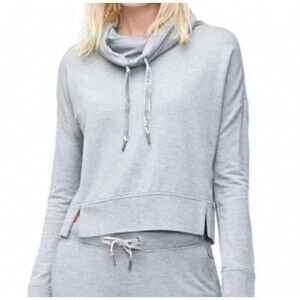 Women's UGG Crop Miya Funnel Neck Heather Gray Pullover Sweatshirt Medium